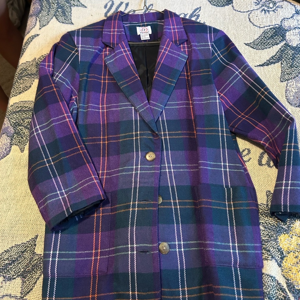 Elegant Plaid Purple Blazer